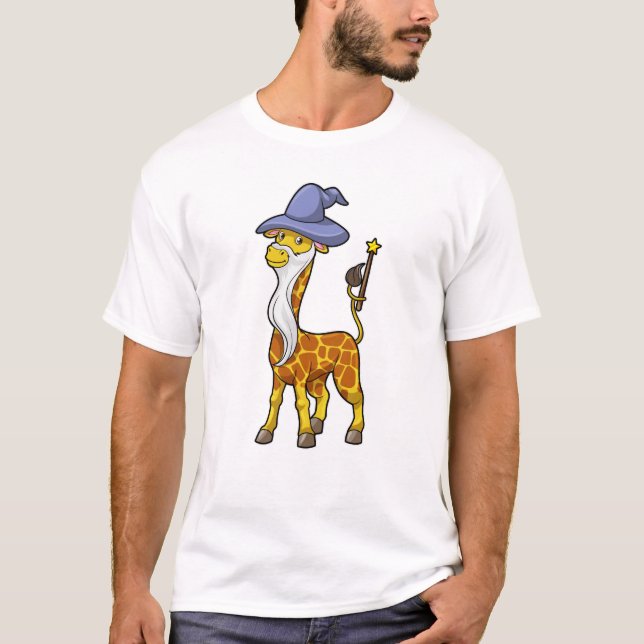 Camiseta Giraffe como asistente con varita mágica y Gorra (Anverso)