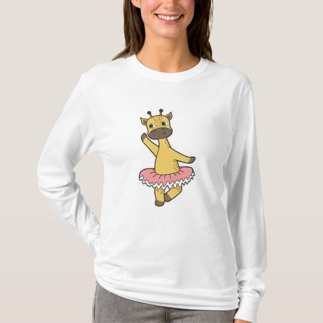 Camiseta Giraffe como Ballerina en el ballet con falda (Anverso)