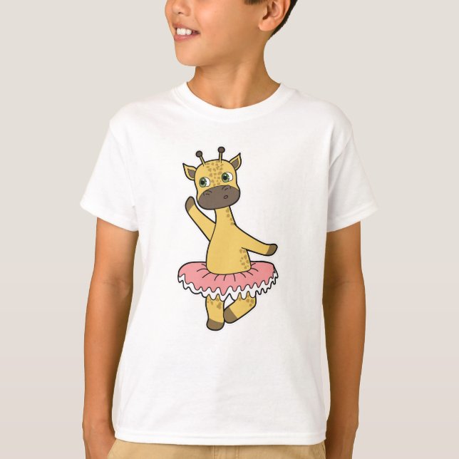 Camiseta Giraffe como Ballerina en el ballet con falda (Anverso)
