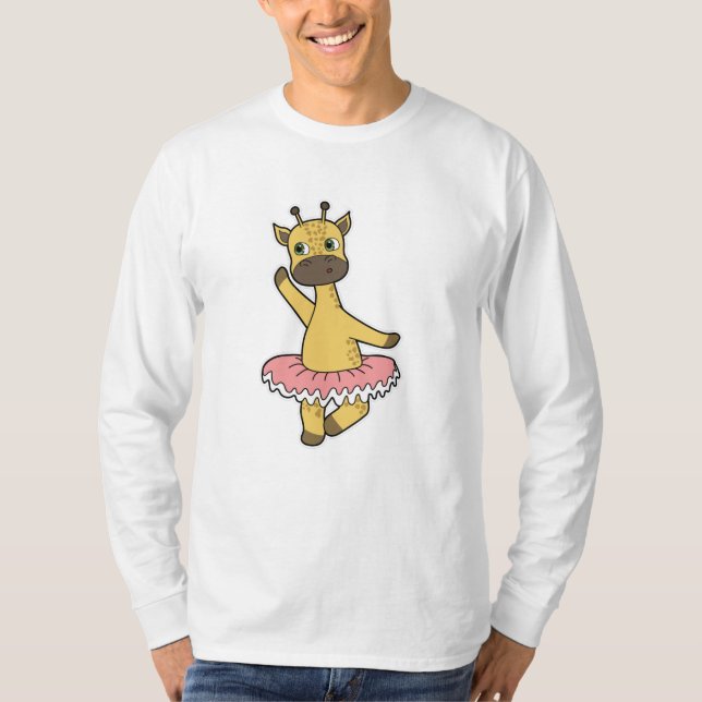Camiseta Giraffe como Ballerina en el ballet con falda (Anverso)