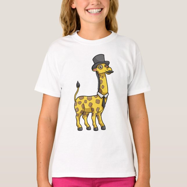 Camiseta Giraffe como Caballero con Gorra, Tie y Mustache (Anverso)