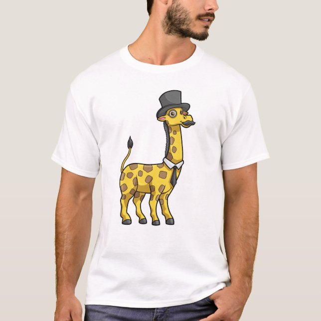 Camiseta Giraffe como Caballero con Gorra, Tie y Mustache (Anverso)