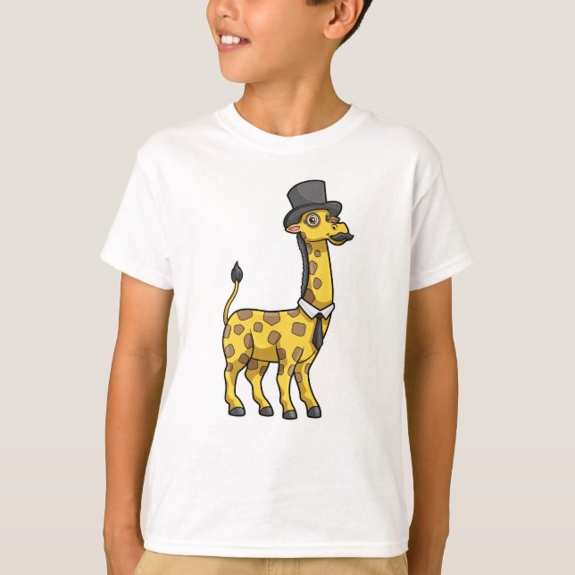 Camiseta Giraffe como Caballero con Gorra, Tie y Mustache (Anverso)