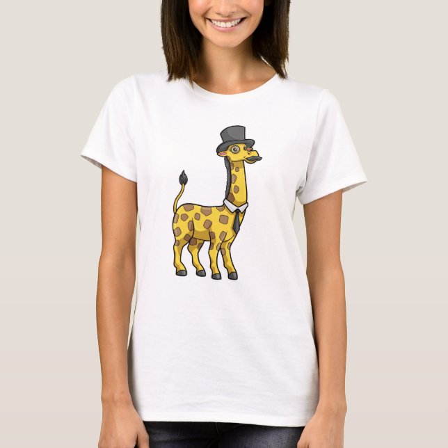 Camiseta Giraffe como Caballero con Gorra, Tie y Mustache (Anverso)