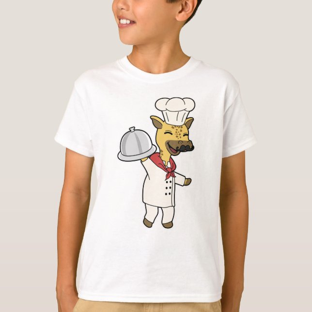Camiseta Giraffe como chef con plataforma de cocina (Anverso)