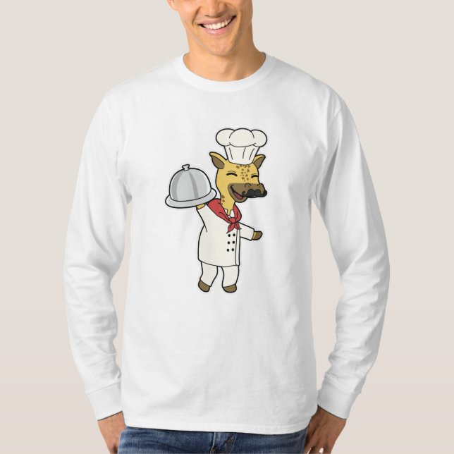 Camiseta Giraffe como chef con plataforma de cocina (Anverso)