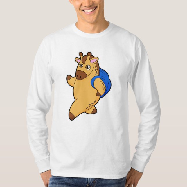 Camiseta Giraffe como estudiante con mochila (Anverso)