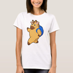 Camiseta Giraffe como estudiante con mochila