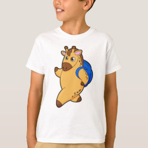 Camiseta Giraffe como estudiante con mochila