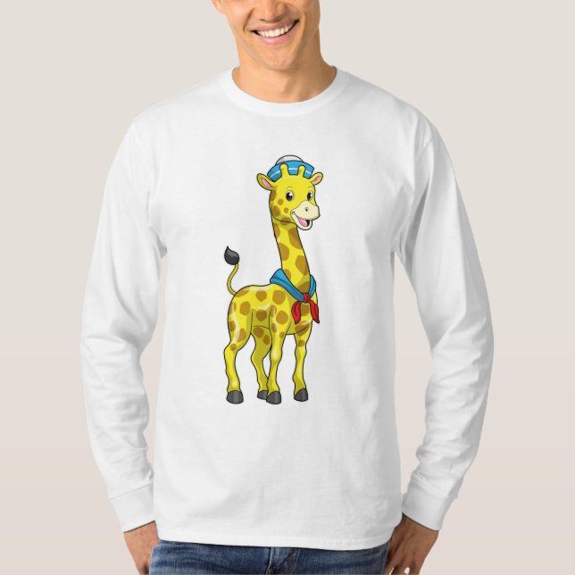 Camiseta Giraffe como marinero con gorra marinero (Anverso)