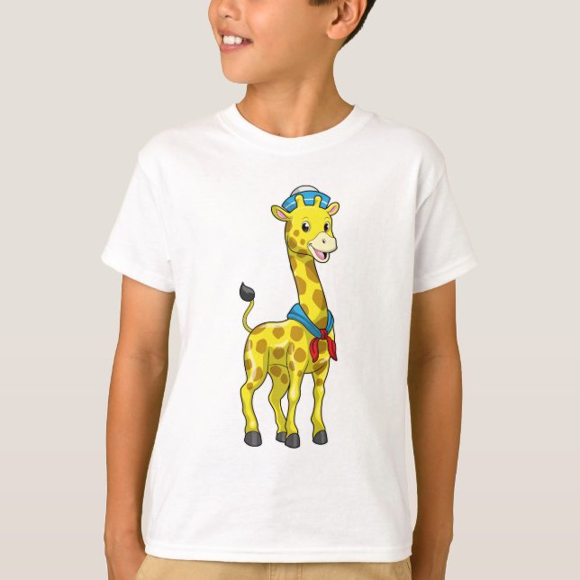 Camiseta Giraffe como marinero con gorra marinero (Anverso)