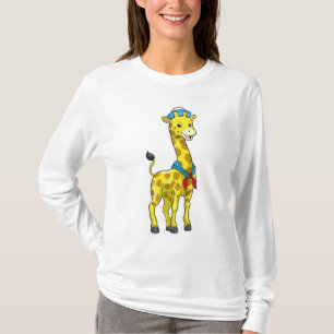 Camiseta Giraffe como marinero con gorra marinero