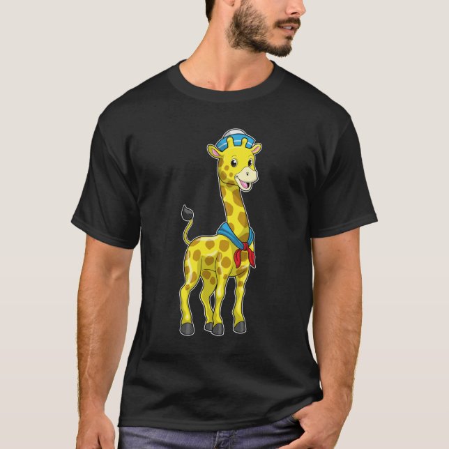 Camiseta Giraffe como marinero con gorra marinero (Anverso)