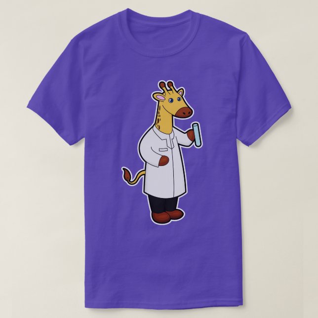 Camiseta Giraffe como Médica con tubo de prueba (Diseño del anverso)