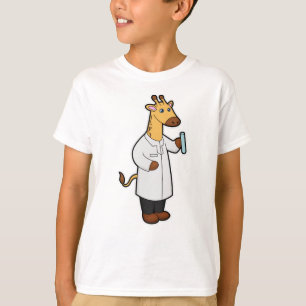 Camiseta Giraffe como Médica con tubo de prueba