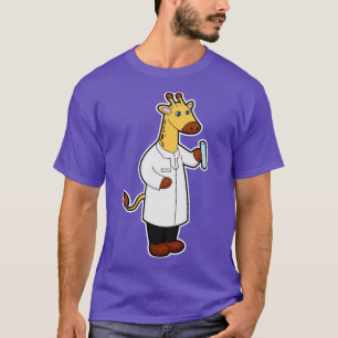 Camiseta Giraffe como Médica con tubo de prueba