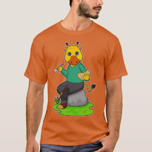 Camiseta Giraffe Como Pintor Con Pincel De Pintura