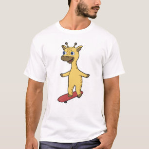 Camiseta Giraffe como Skater con Skateboard