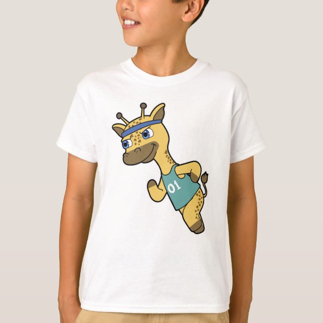 Camiseta Giraffe como trotamundos en correr con la cabeza (Anverso)