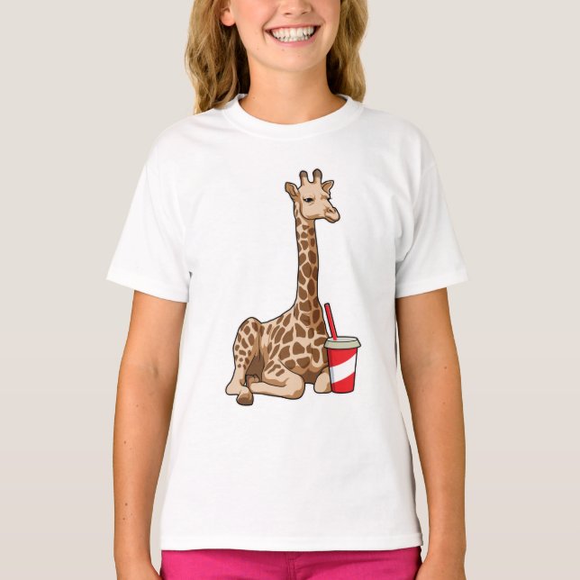 Camiseta Giraffe con bebida (Anverso)