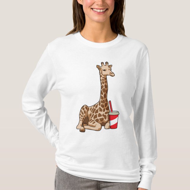 Camiseta Giraffe con bebida (Anverso)