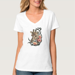 Camiseta Giraffe con flores pequeñas