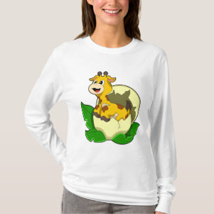 Camiseta Giraffe con hojas y huevos