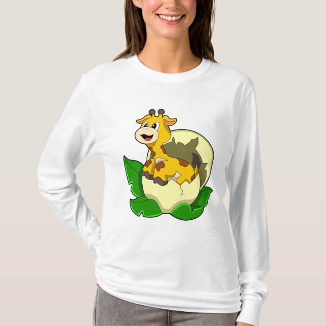 Camiseta Giraffe con hojas y huevos (Anverso)
