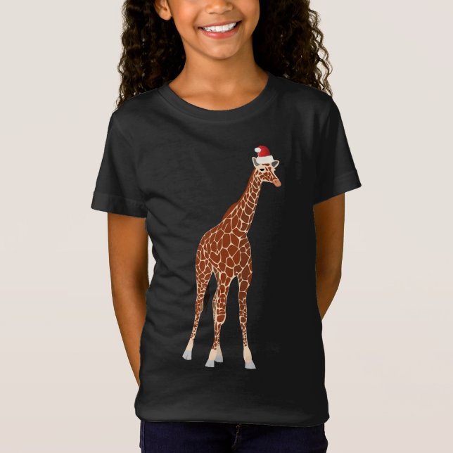 Camiseta Giraffe Con Navidades De Santa Hat (Anverso)
