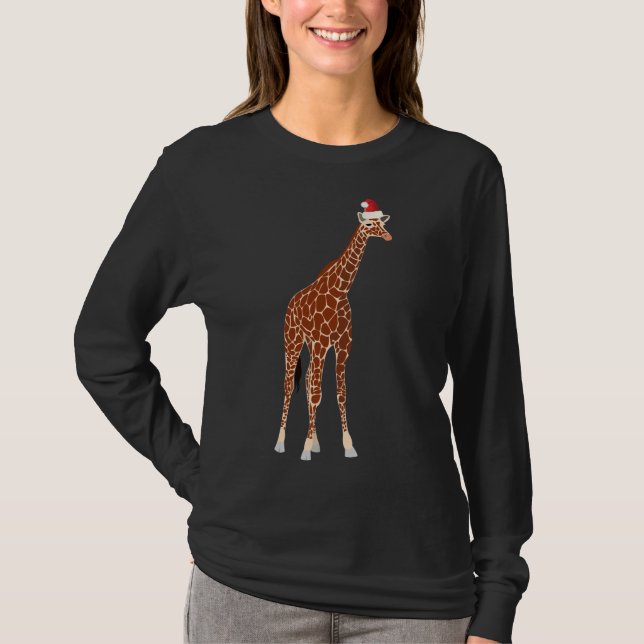 Camiseta Giraffe Con Navidades De Santa Hat (Anverso)