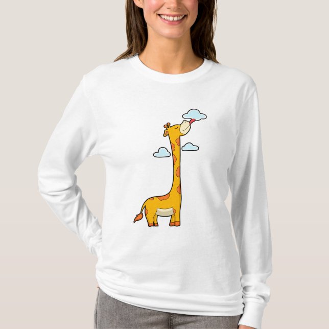 Camiseta Giraffe con nubes (Anverso)