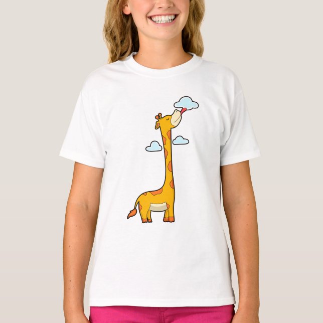 Camiseta Giraffe con nubes (Anverso)