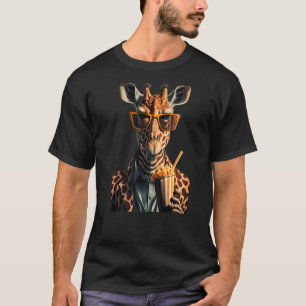 Camiseta Giraffe Con Suya Comiendo Popcorn Con Glasse