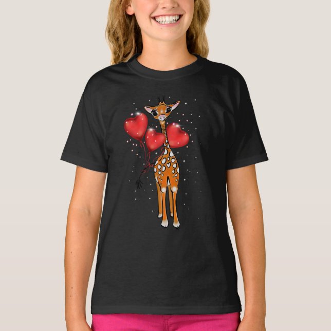 Camiseta Giraffe cutánea | globos cardíacos (Anverso)