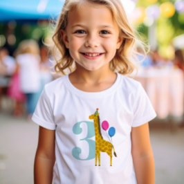 Camiseta Giraffe de la fiesta de cumpleaños del año grande