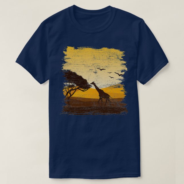 Camiseta Giraffe de la jirafa del sol en África (Diseño del anverso)