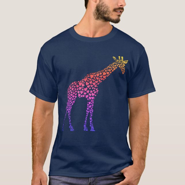 Camiseta Giraffe de los corazones arcoiris (Anverso)