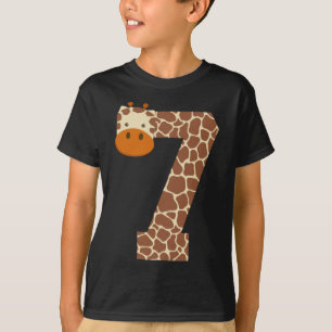 Camiseta Giraffe De Siete Años Vestido De Séptimo Cumpleaño