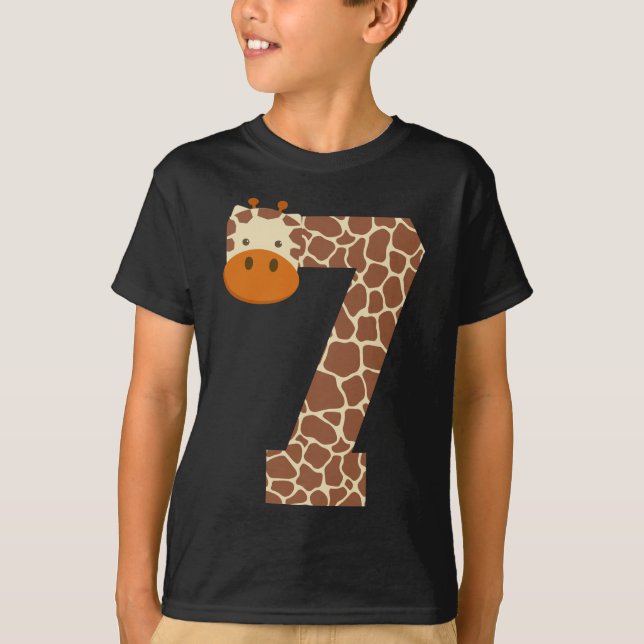 Camiseta Giraffe De Siete Años Vestido De Séptimo Cumpleaño (Anverso)