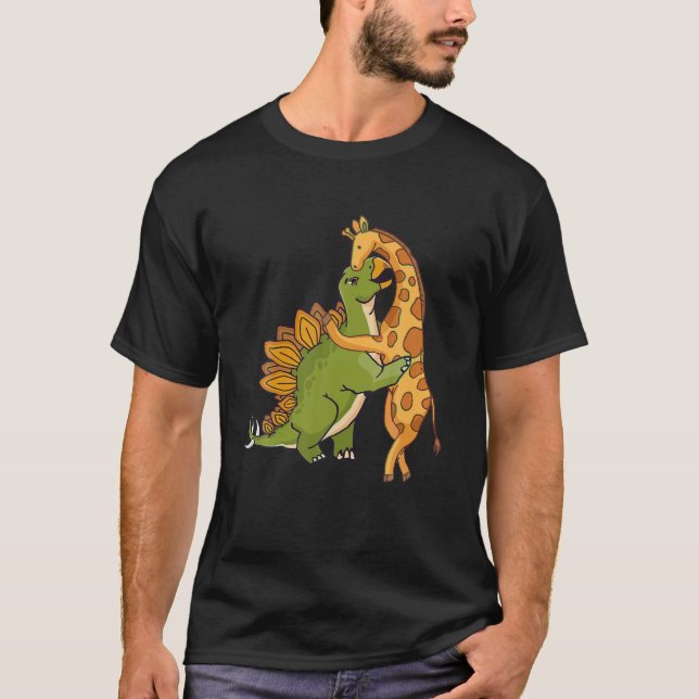 Camiseta Giraffe Dinosaurio abrazo amor Dino Animales Safar (Anverso)