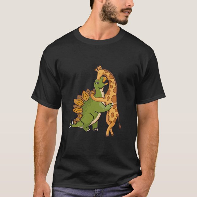 Camiseta Giraffe Dinosaurio abrazo amor Dino Animales Safar (Anverso)