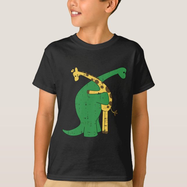 Camiseta Giraffe Dinosaurio abrazo amor Dino Animales Safar (Anverso)
