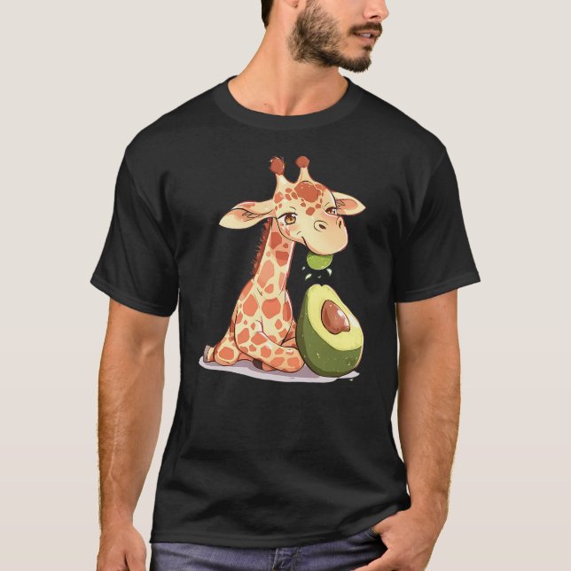 Camiseta giraffe eating avocado, giraffe for men, giraffe f (Anverso)