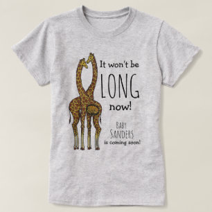 Camiseta Giraffe embarazada con nombre de personalizable
