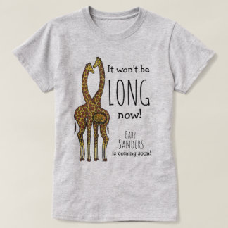 Camiseta Giraffe embarazada con nombre de personalizable