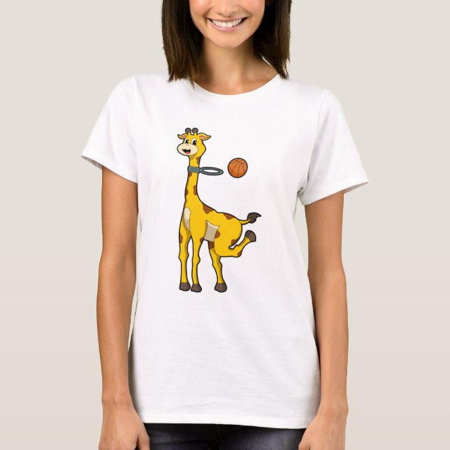 Camiseta Giraffe en baloncesto con aro de baloncesto (Anverso)