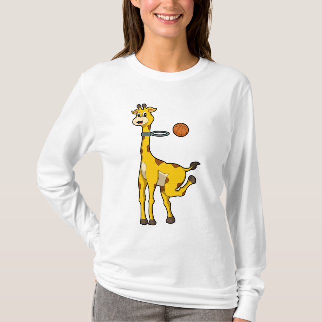 Camiseta Giraffe en baloncesto con aro de baloncesto (Anverso)