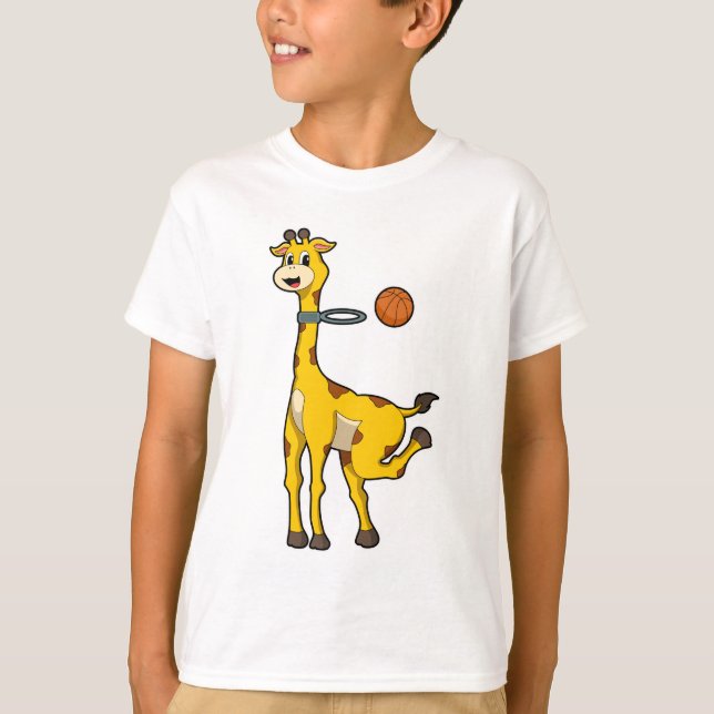 Camiseta Giraffe en baloncesto con aro de baloncesto (Anverso)