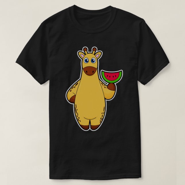 Camiseta Giraffe en comer con sandía (Diseño del anverso)