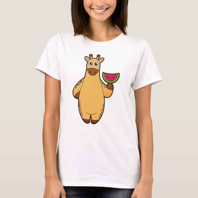 Camiseta Giraffe en comer con sandía (Anverso)